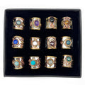 Mixed Metal Cuff Rings with Single Stone