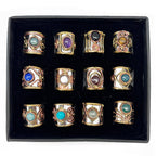 Mixed Metal Cuff Rings with Single Stone
