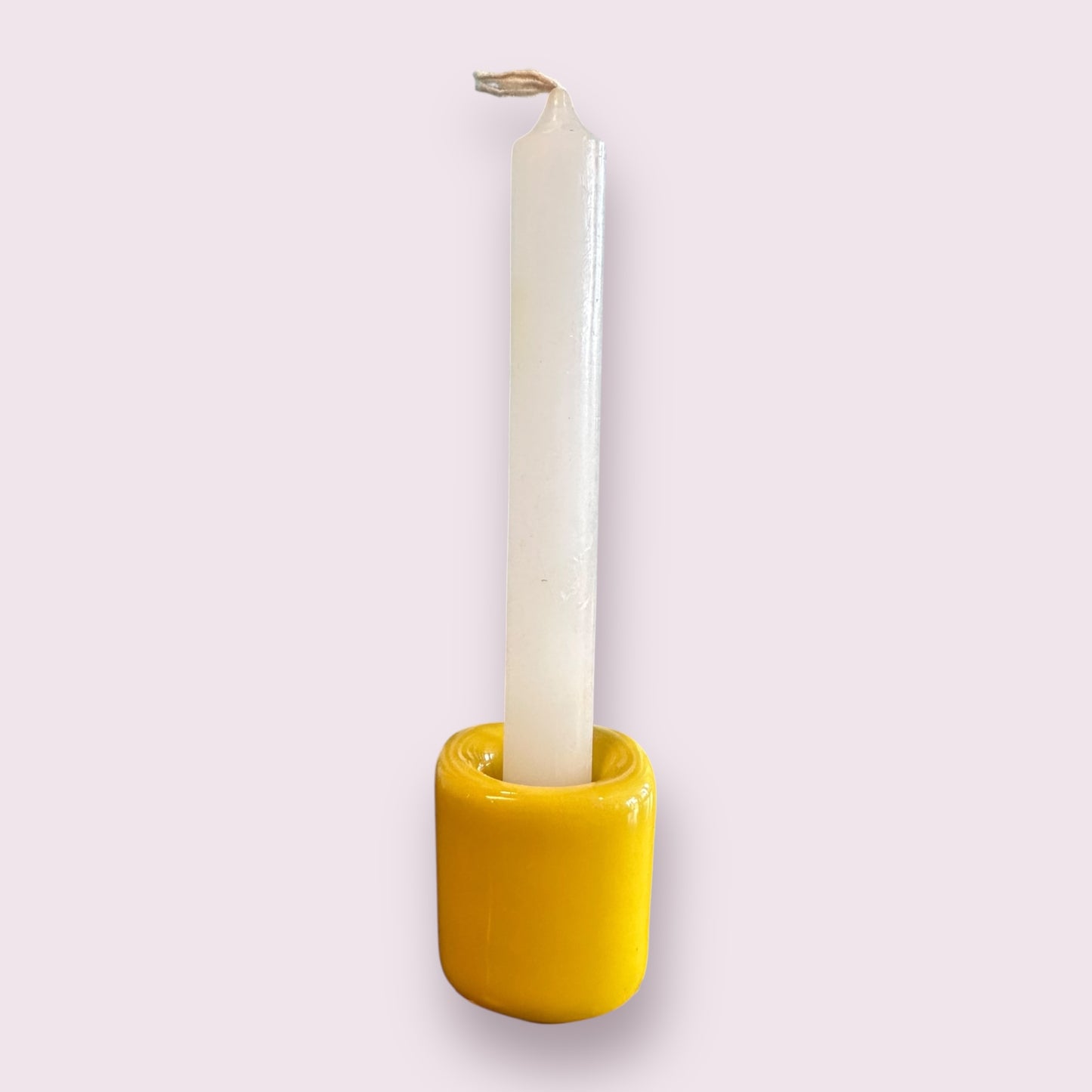 Yellow Candle Holder Ceramic Chime Candle Holder Handmade