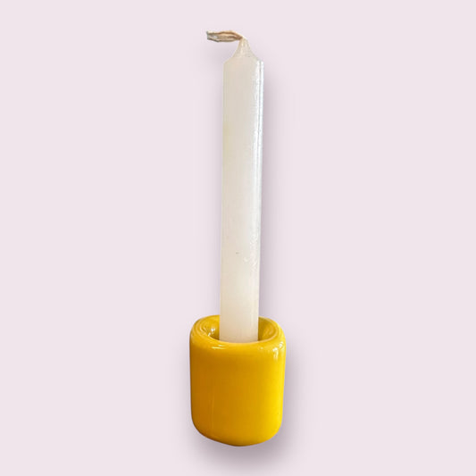 Yellow Candle Holder Ceramic Chime Candle Holder Handmade