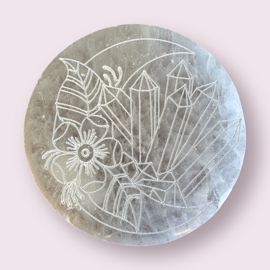 Crystal Moon Selenite Round Plate