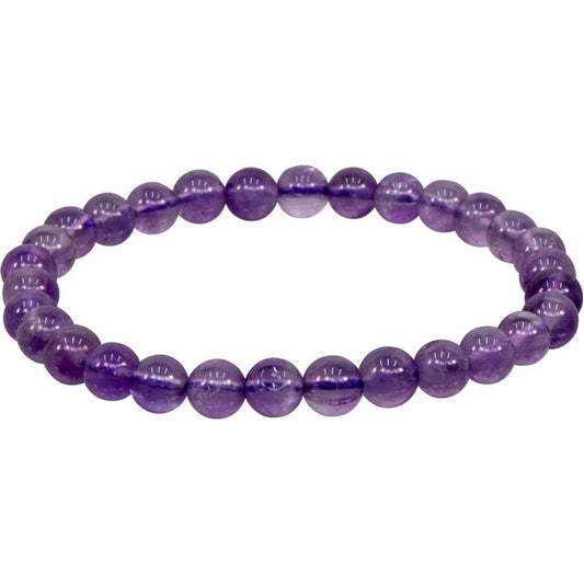 Elastic Bracelet 6-8mm Round Beads - Amethyst
