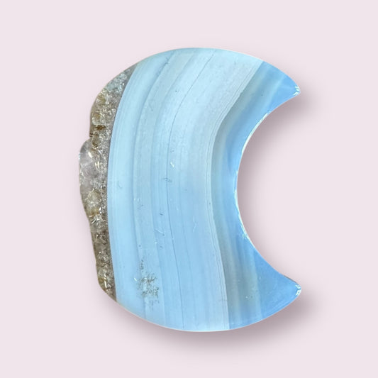 Agate Druze Moon with Amethyst Druze