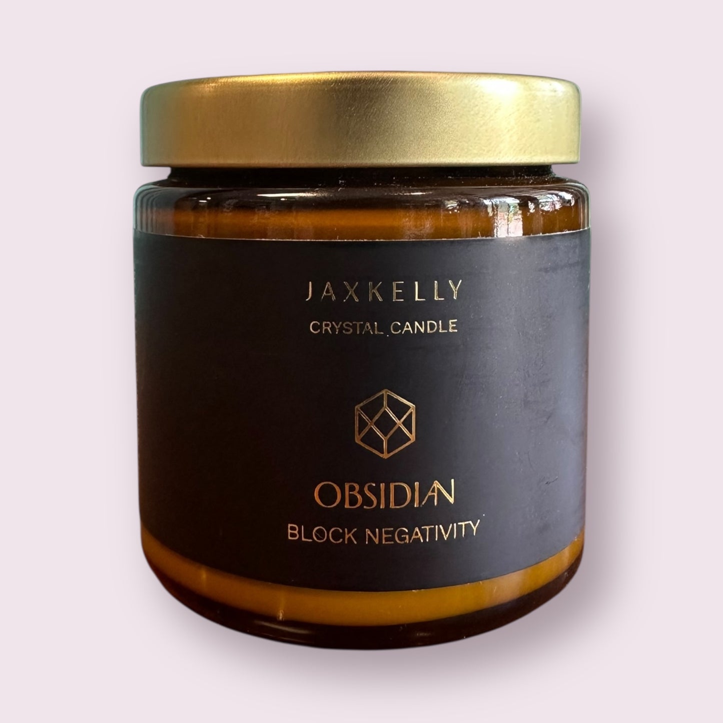 4oz Amber Crystal Candles - Obsidian - Block Negativity