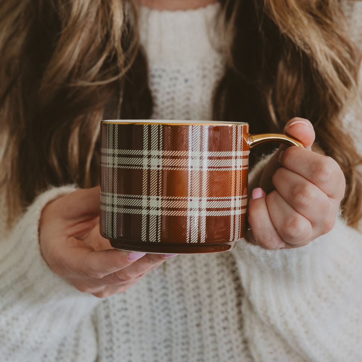 Brown Plaid Coffee Mug - Fall Decor & Gifts