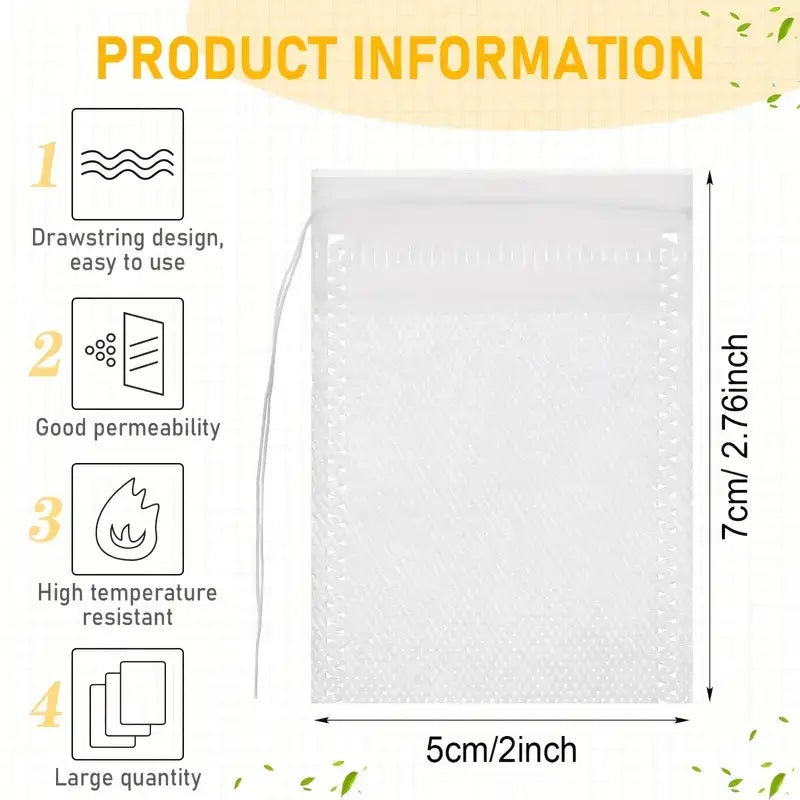 Disposable Fabric Drawstring Tea Bags - 2"x2.76": 100 Bags