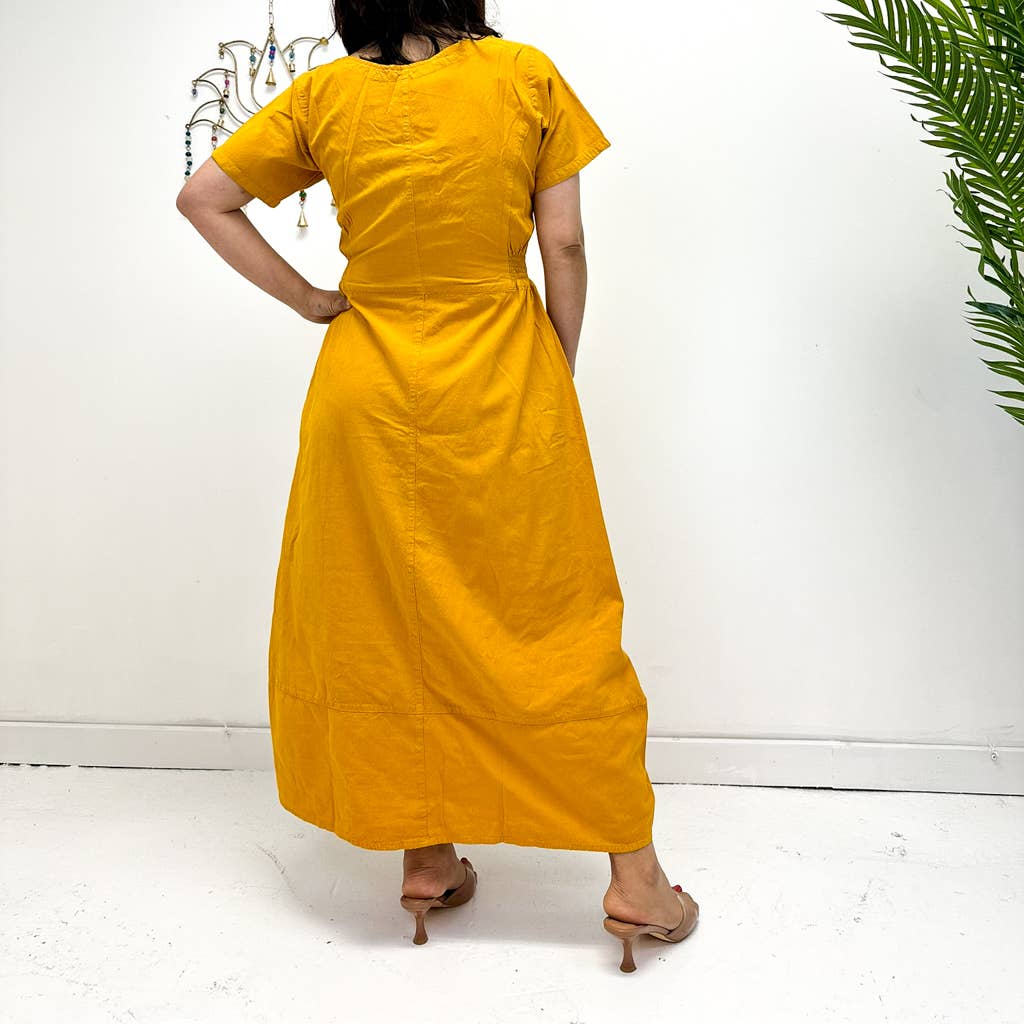 Yellow Cotton Long Maxi Boho Dress