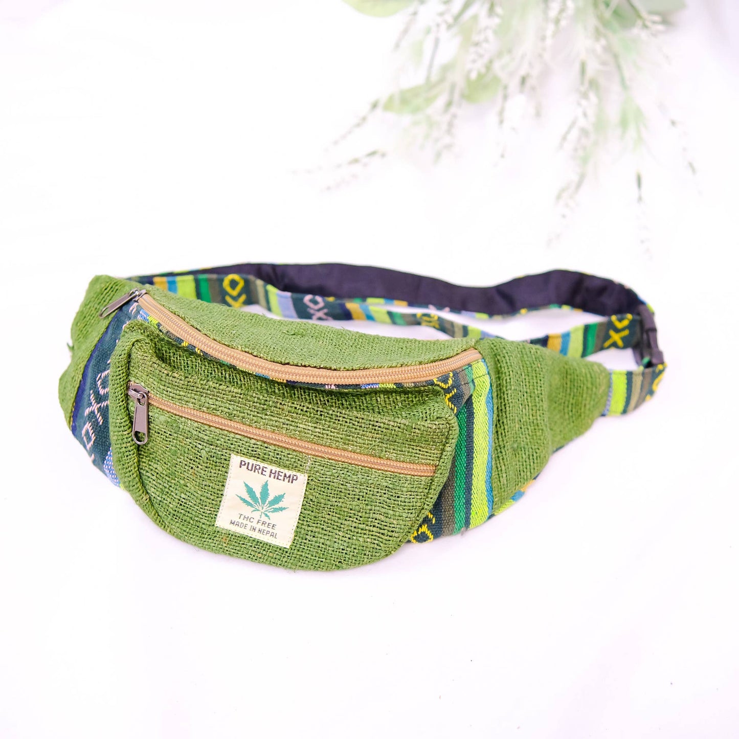 Green Solid Hemp Fanny Pack