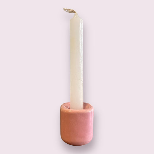 Pink Candle Holder Ceramic Chime Candle Holder Handmade
