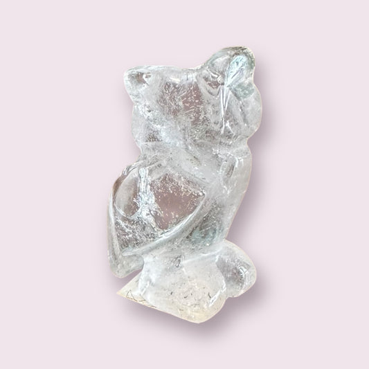 Clear Quartz Carved Owl