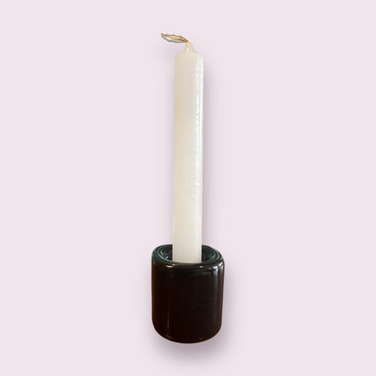 Black Candle Holder Ceramic Chime Candle Holder Handmade