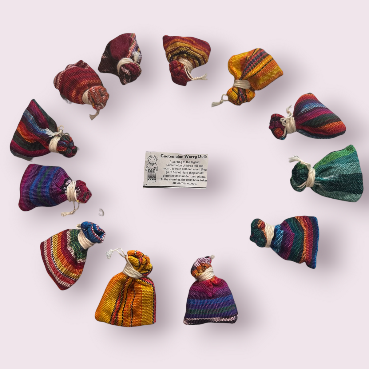 No Hurry To Worry Lil' Jaspe Pouch with 6 Worry Dolls