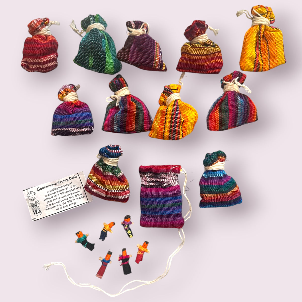 No Hurry To Worry Lil' Jaspe Pouch with 6 Worry Dolls