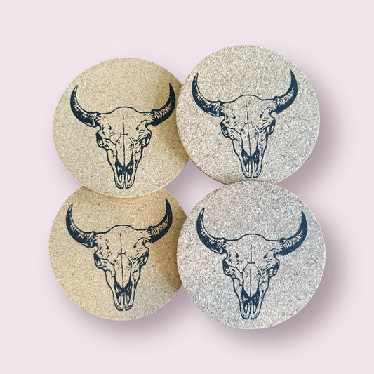 Buffalo Skull Coasters Set of Four