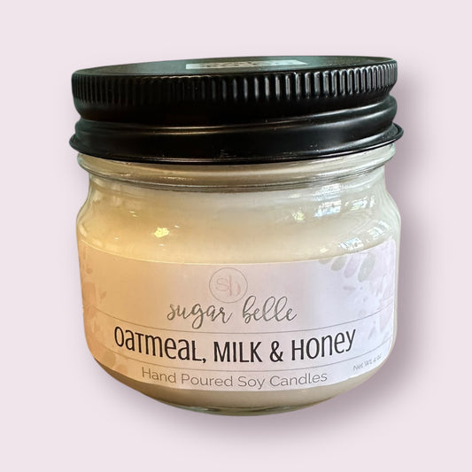 Oatmeal, Milk & Honey Mason Jar Soy Candle 4 oz Jar
