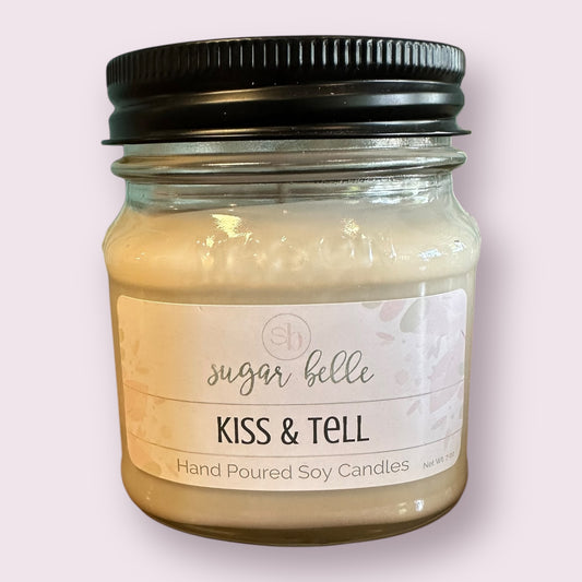 Kiss & Tell Mason Jar Soy Candle 8 oz Jar