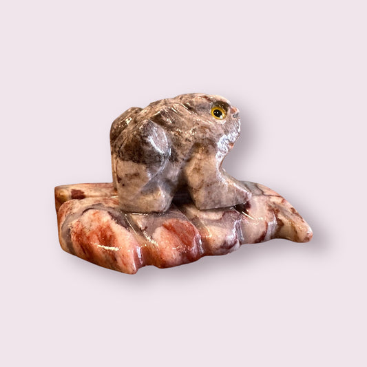 Spirit Animal 1.25-inch Frog on Leaf Dolomite