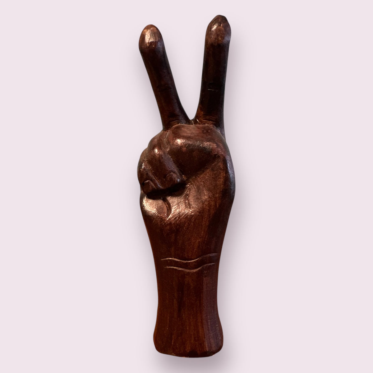 Don't Stop Believing Petite Hand Carved Wooden Peace Hand