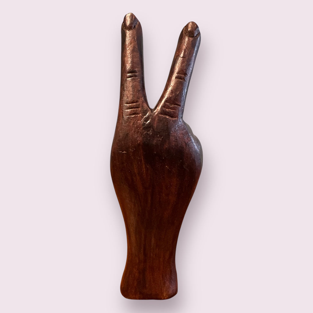 Don't Stop Believing Petite Hand Carved Wooden Peace Hand