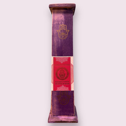 Purple Hand of Fatima Tower Incense Burner