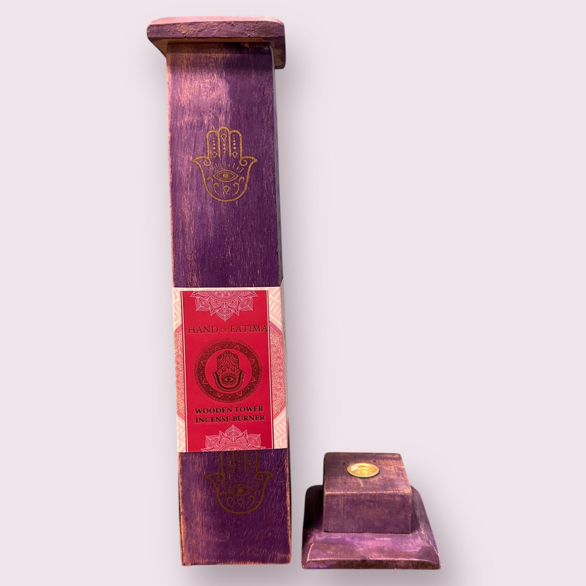 Purple Hand of Fatima Tower Incense Burner