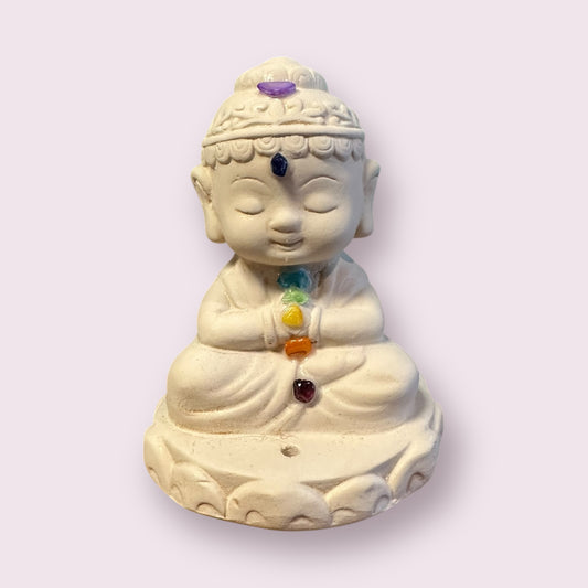 Gypsum Cement Statue Incense Holder - Chakra Buddha 3.5 Inch