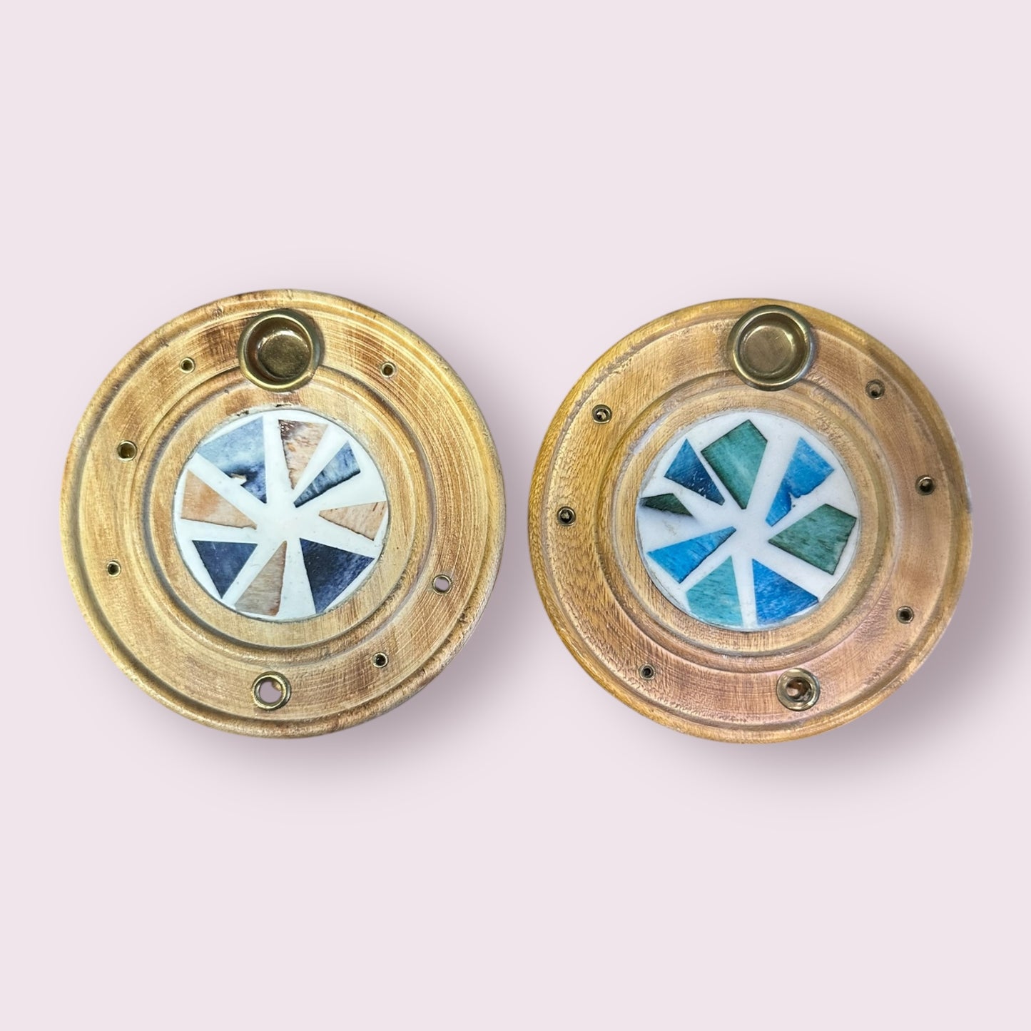 Wood Round Cone Burner Bone Mosaic Asst'd (Each)