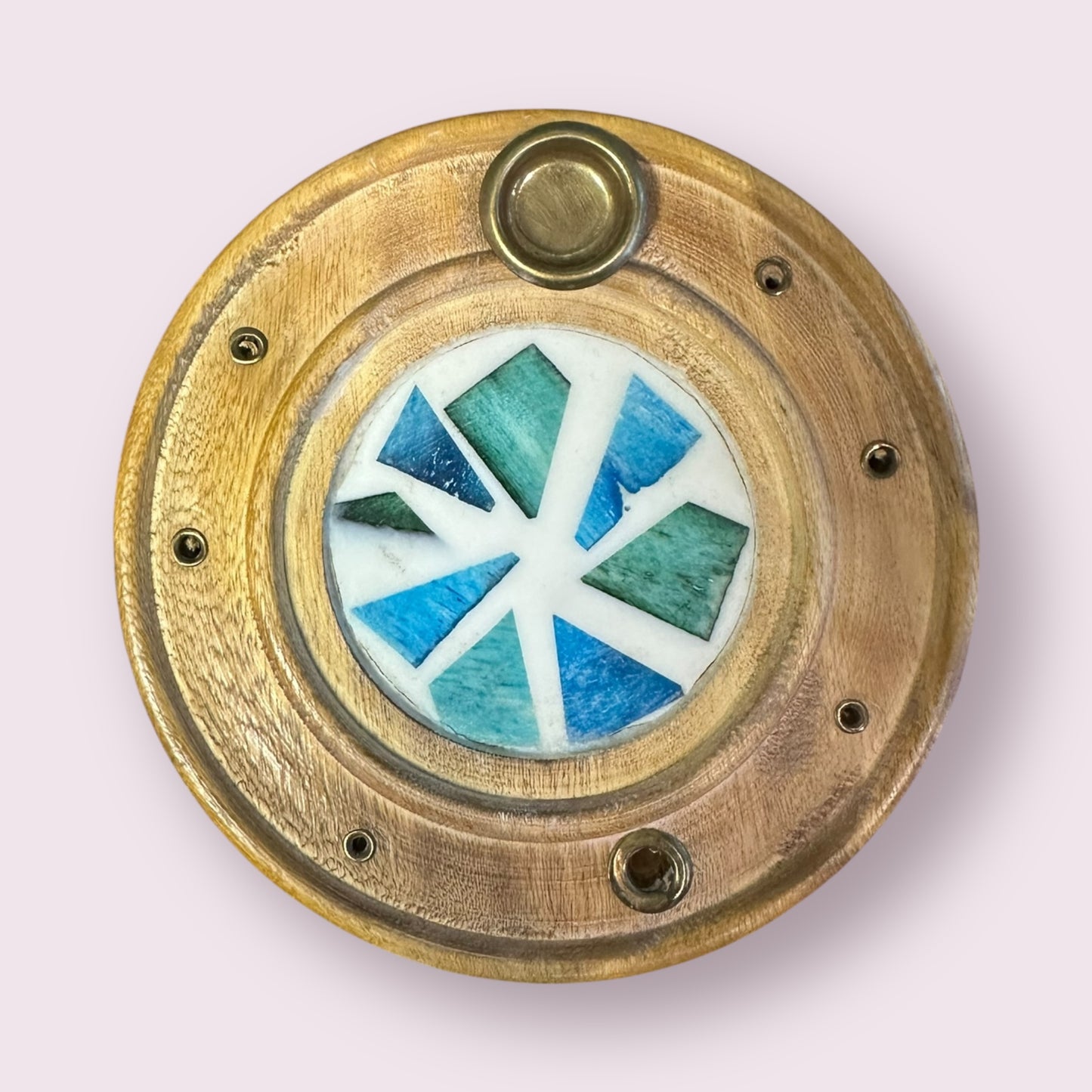 Wood Round Cone Burner Bone Mosaic Asst'd (Each)