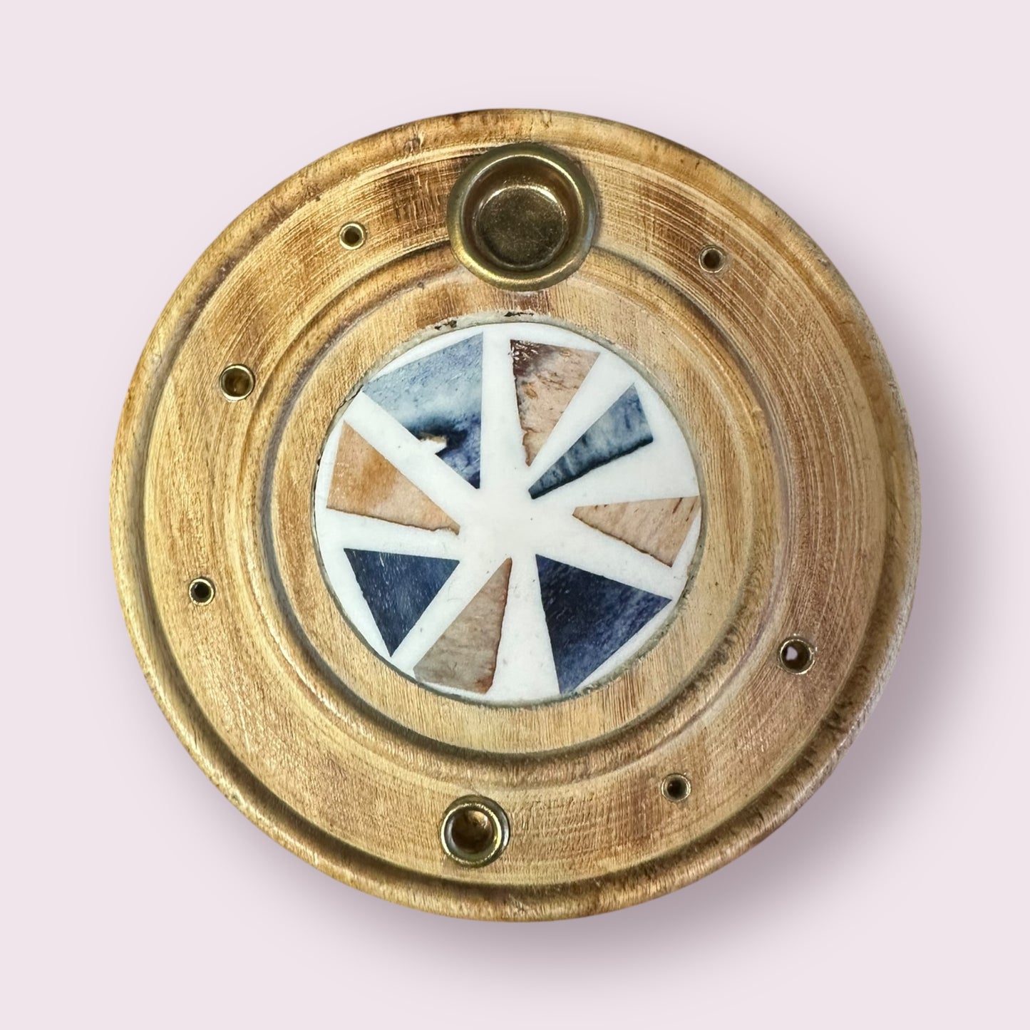 Wood Round Cone Burner Bone Mosaic Asst'd (Each)