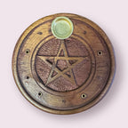Wood Incense Holder Pentacle (Each)