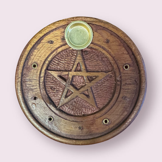 Wood Incense Holder Pentacle (Each)