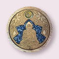 Buddha w/ Sodalite Laser Etched Wood Round Incense Holder