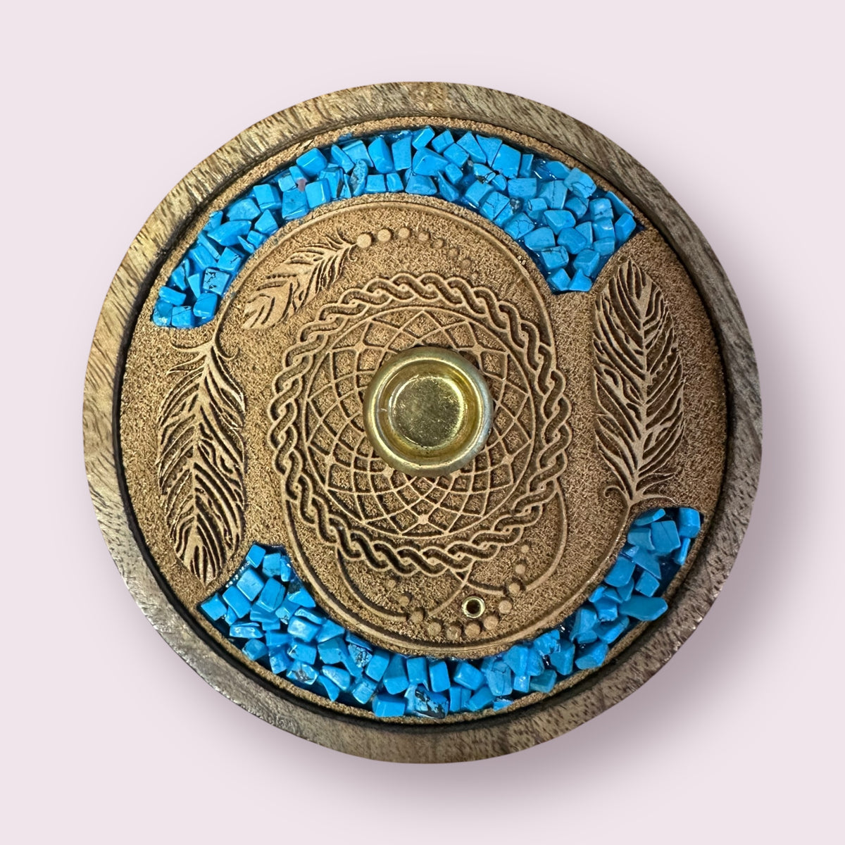 Dreamcatcher Laser Etched Wood Round Incense Holder