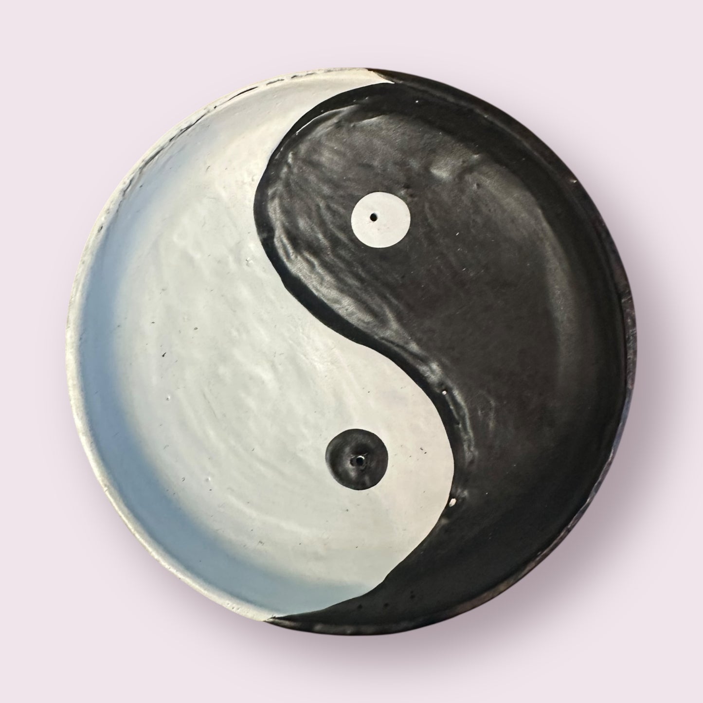 Yin Yang  Wood Round Incense Holder