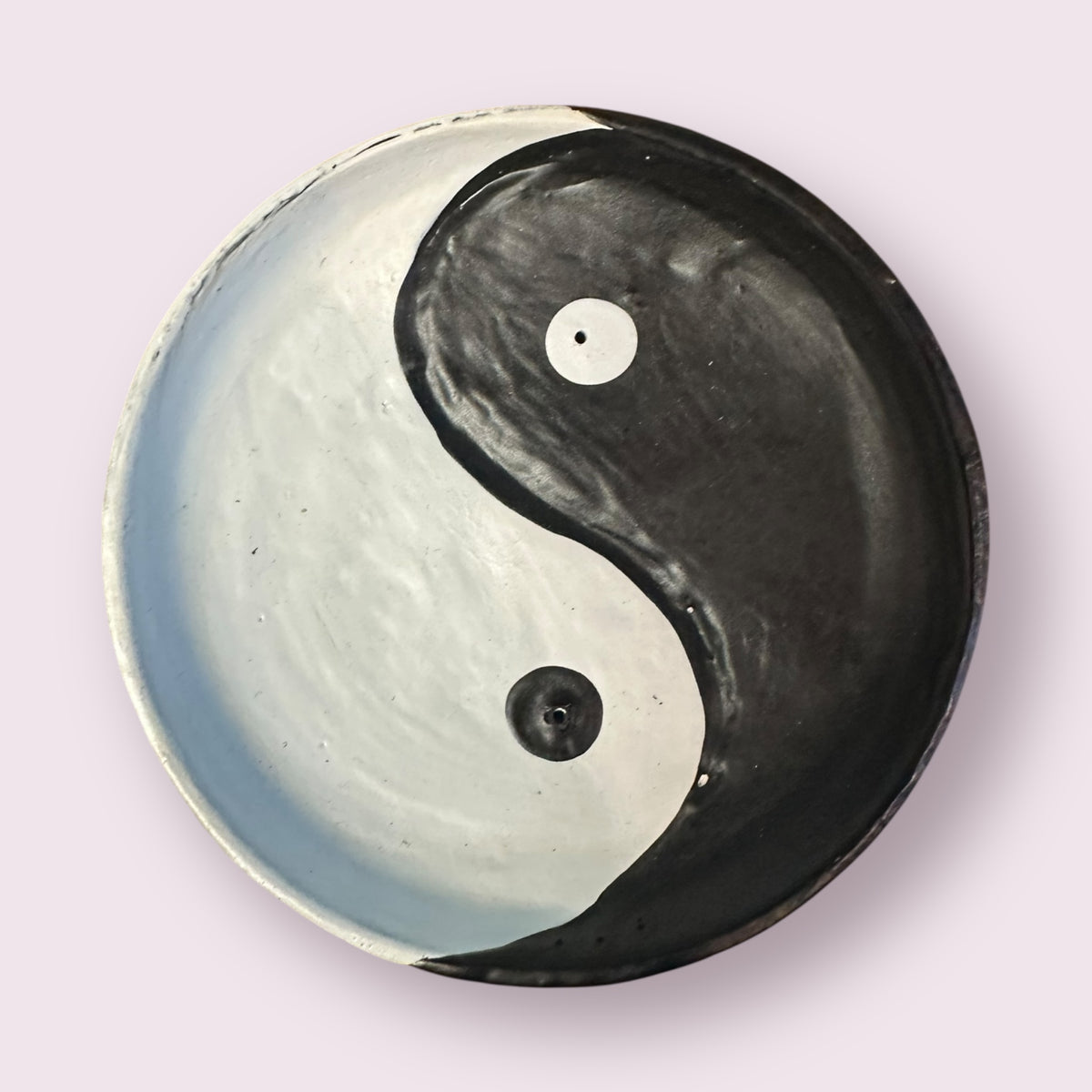 Yin Yang  Wood Round Incense Holder