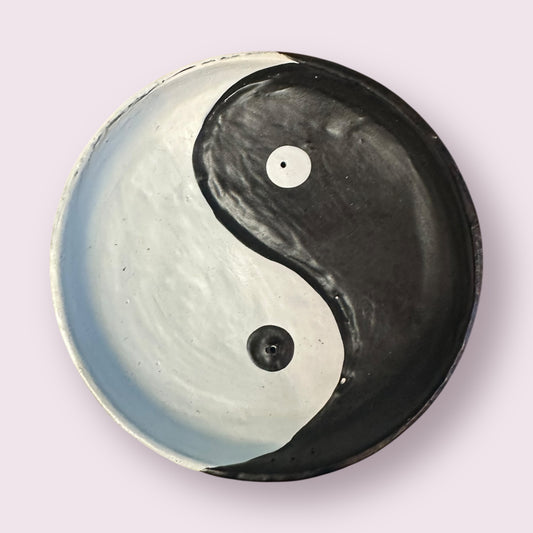 Yin Yang  Wood Round Incense Holder