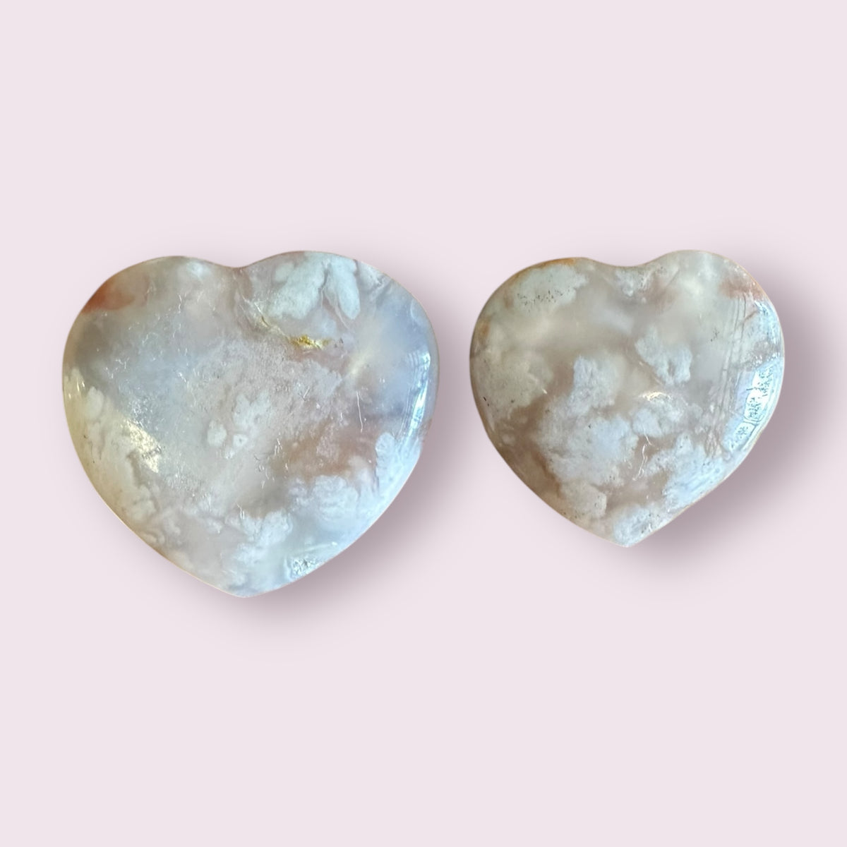 Flower Agate Quartz Heart Crystals