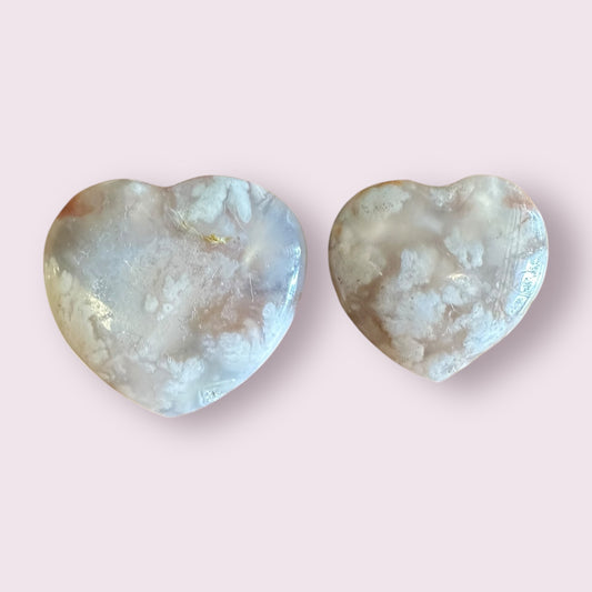 Flower Agate Quartz Heart Crystals