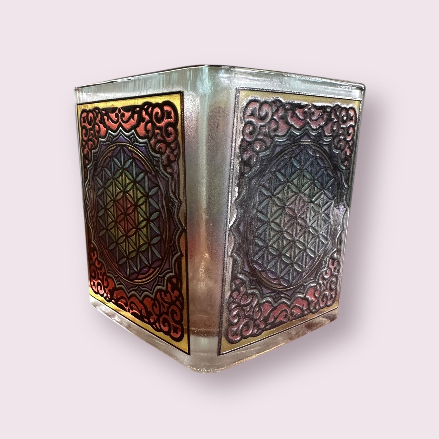 Flower of Life Square Votive Holder