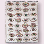 Evil Eye Cotton Heavy Throw Blanket w/ Fringe