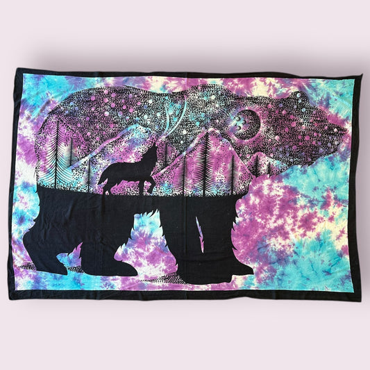 Polar Bear and Wolf Twin Tapestry