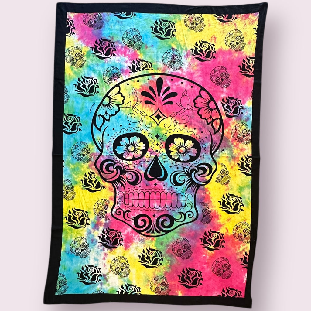 Floral With Skull Tapestry
