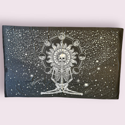 Meditating Skeleton Chakra Tapestry