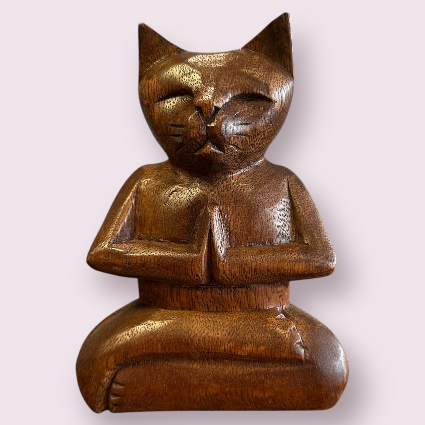 Meditating Wooden Cat