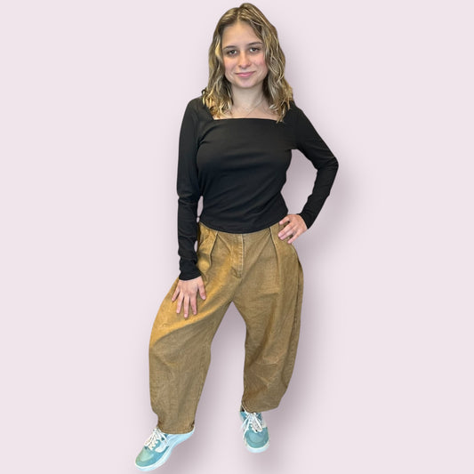 LONG SLEEVE RIBBED KNIT SQUARE NECK BASIC TOP: Black