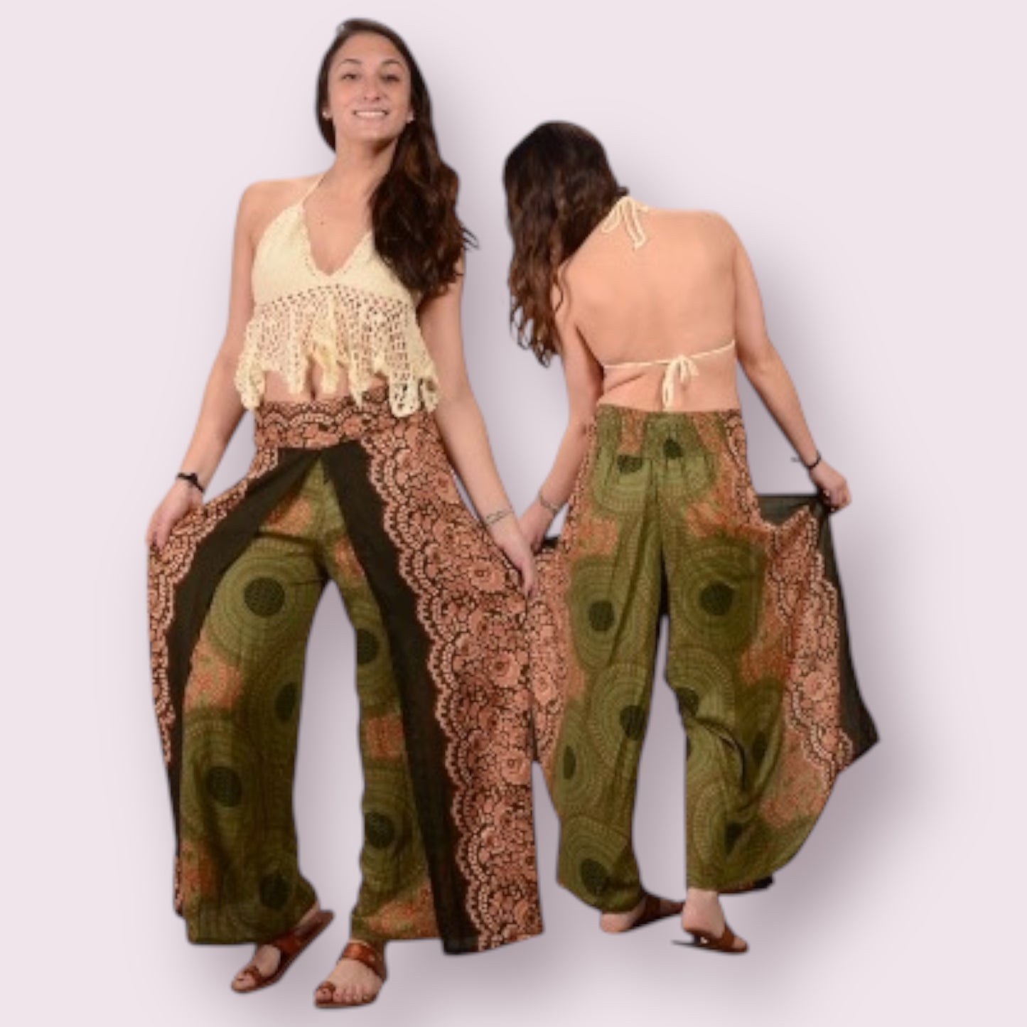 Feeling Groovy Flow Rider Rayon Print Faux Wrap Pants