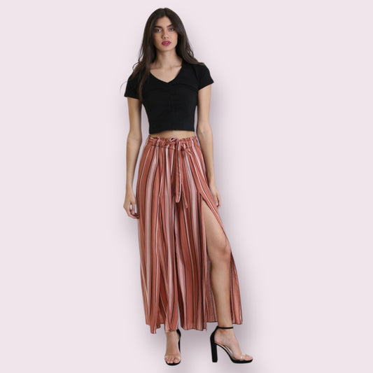 Striped Slit Leg Pants