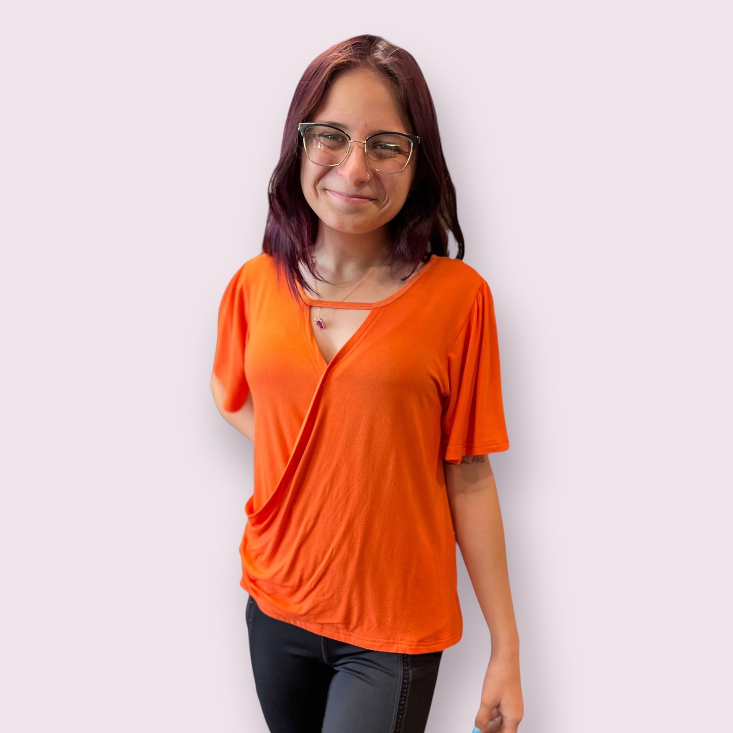 Solid Cross Over Key Hole Top