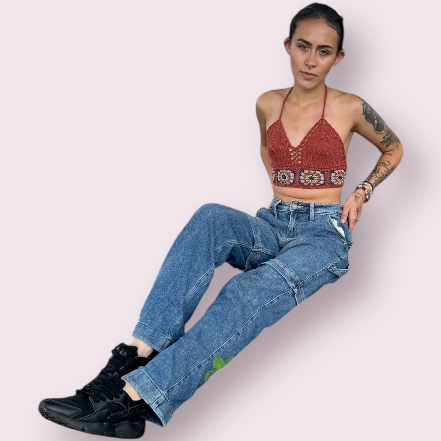 Granny Square Crochet Top: Clay