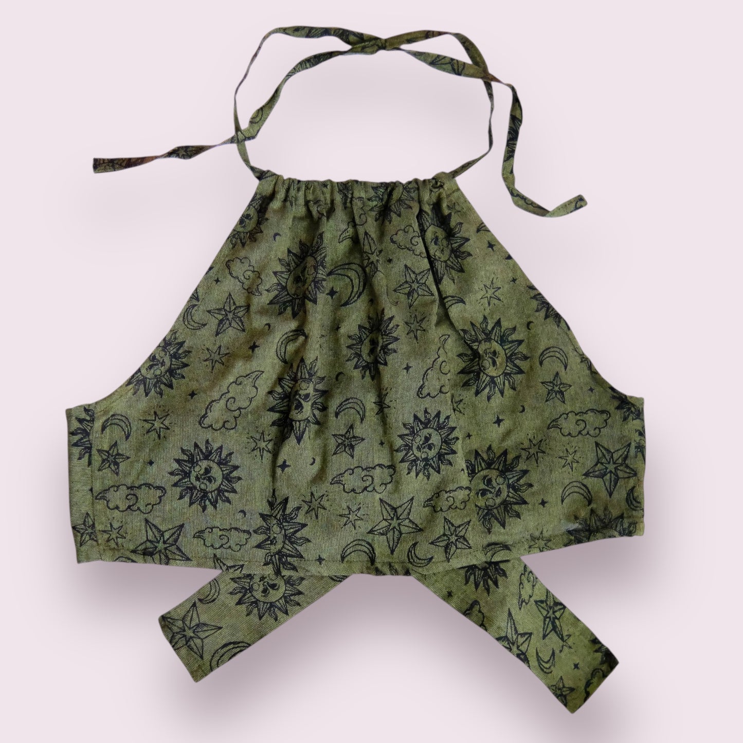 Green Celestial Cotton Halter Top